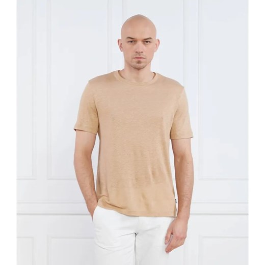 BOSS BLACK Lniany t-shirt Tiburt | Regular Fit ze sklepu Gomez Fashion Store w kategorii T-shirty męskie - zdjęcie 184979317