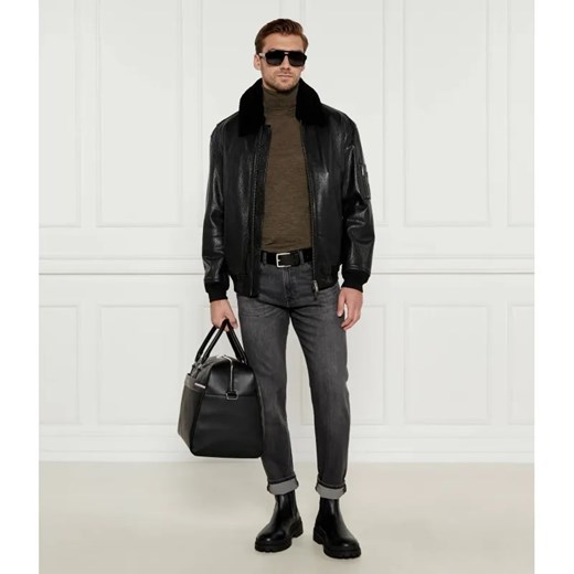 BOSS ORANGE Skórzana kurtka bomber Jobark | Regular Fit ze sklepu Gomez Fashion Store w kategorii Kurtki męskie - zdjęcie 184981419