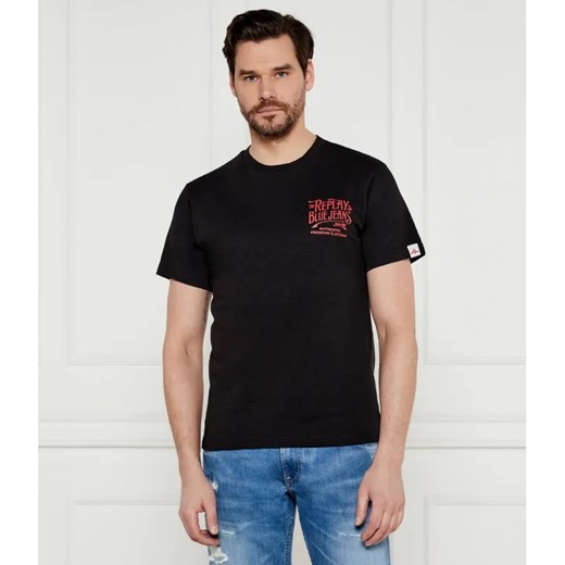 Replay T-shirt SLUB | Regular Fit ze sklepu Gomez Fashion Store w kategorii T-shirty męskie - zdjęcie 184985659