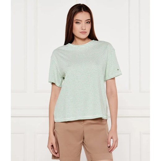 Tommy Hilfiger T-shirt | Loose fit | z dodatkiem lnu ze sklepu Gomez Fashion Store w kategorii Bluzki damskie - zdjęcie 184986036