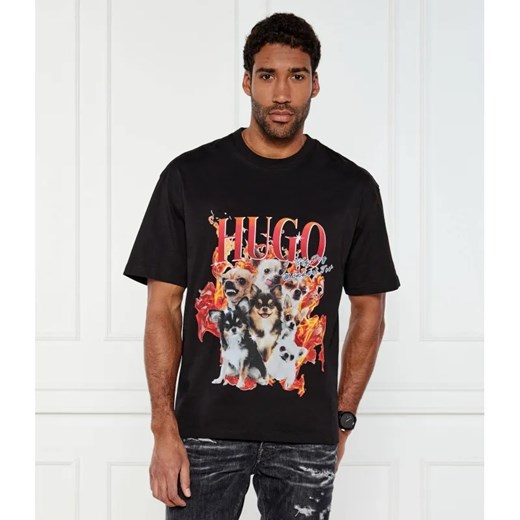 HUGO T-shirt Dugie | Oversize fit ze sklepu Gomez Fashion Store w kategorii T-shirty męskie - zdjęcie 184987809