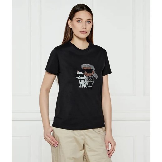Karl Lagerfeld T-shirt IKON RS DUO | Regular Fit ze sklepu Gomez Fashion Store w kategorii Bluzki damskie - zdjęcie 184988015