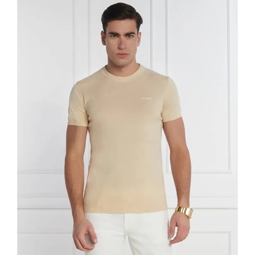 GUESS T-shirt | Regular Fit | z dodatkiem jedwabiu ze sklepu Gomez Fashion Store w kategorii T-shirty męskie - zdjęcie 184988386