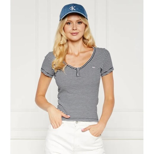 Tommy Jeans T-shirt HENLEY | Slim Fit ze sklepu Gomez Fashion Store w kategorii Bluzki damskie - zdjęcie 184988717