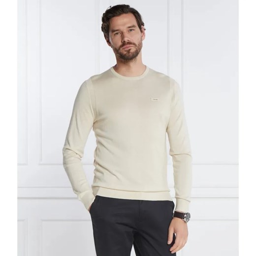 Calvin Klein Sweter SILK BLEND CN | Slim Fit | z dodatkiem jedwabiu ze sklepu Gomez Fashion Store w kategorii Swetry męskie - zdjęcie 184995156