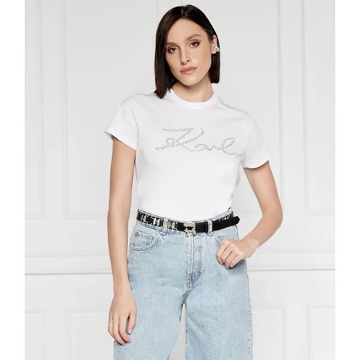 Karl Lagerfeld T-shirt rhinestone | Regular Fit ze sklepu Gomez Fashion Store w kategorii Bluzki damskie - zdjęcie 184996278