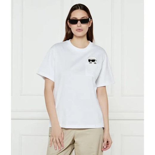 Karl Lagerfeld T-shirt IKON RS PEAK-A-BOO | Oversize fit ze sklepu Gomez Fashion Store w kategorii Bluzki damskie - zdjęcie 184996576