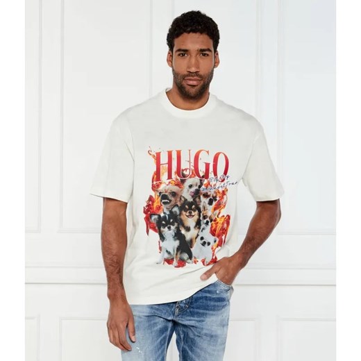 HUGO T-shirt Dugie | Oversize fit ze sklepu Gomez Fashion Store w kategorii T-shirty męskie - zdjęcie 184998836
