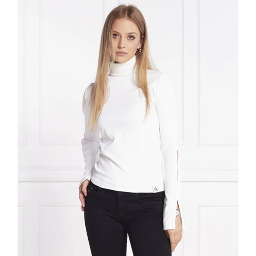 Calvin Klein Jeans Golf TAB SPLIT RIB MOCK NECK | Regular Fit ze sklepu Gomez Fashion Store w kategorii Swetry damskie - zdjęcie 184999269