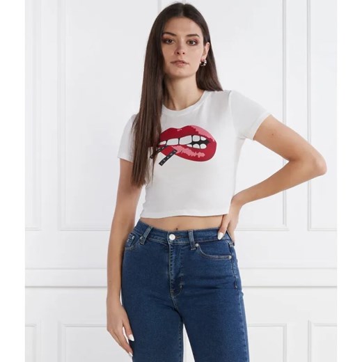 Tommy Jeans T-shirt WASHED TJ LIPS | Cropped Fit ze sklepu Gomez Fashion Store w kategorii Bluzki damskie - zdjęcie 184999718