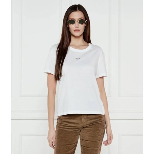 Zadig&Voltaire T-shirt MARTA WINGS STRASS | Regular Fit | z dodatkiem lnu ze sklepu Gomez Fashion Store w kategorii Bluzki damskie - zdjęcie 184999818