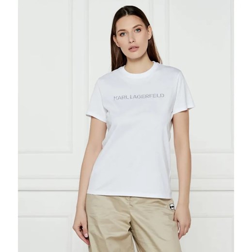 Karl Lagerfeld T-shirt LOGO | Regular Fit ze sklepu Gomez Fashion Store w kategorii Bluzki damskie - zdjęcie 185000109