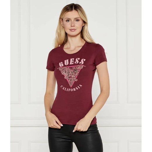 GUESS T-shirt ROSES | Slim Fit ze sklepu Gomez Fashion Store w kategorii Bluzki damskie - zdjęcie 185005955