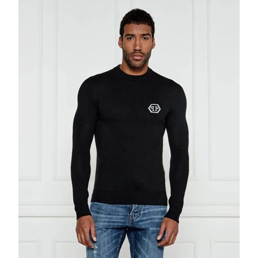 Philipp Plein Longsleeve Hexagon | Slim Fit | z dodatkiem wełny i kaszmiru ze sklepu Gomez Fashion Store w kategorii T-shirty męskie - zdjęcie 185009188