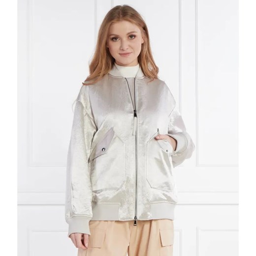 MM Satynowa kurtka bomber | Oversize fit | z dodatkiem wełny ze sklepu Gomez Fashion Store w kategorii Kurtki damskie - zdjęcie 185011356