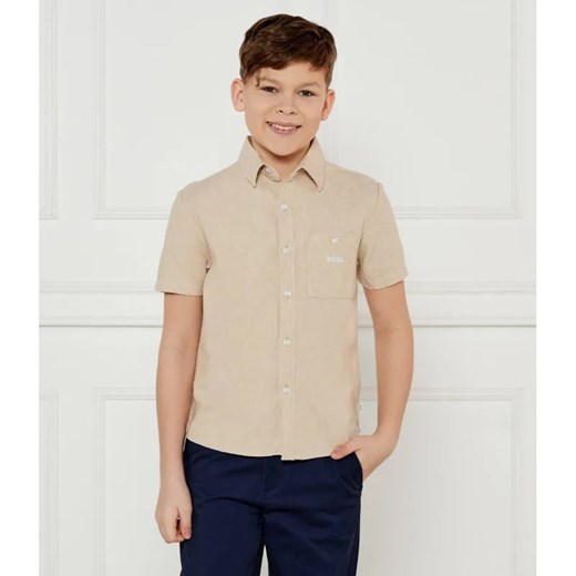 BOSS Kidswear Lniana koszula | Regular Fit ze sklepu Gomez Fashion Store w kategorii Koszule chłopięce - zdjęcie 185011455