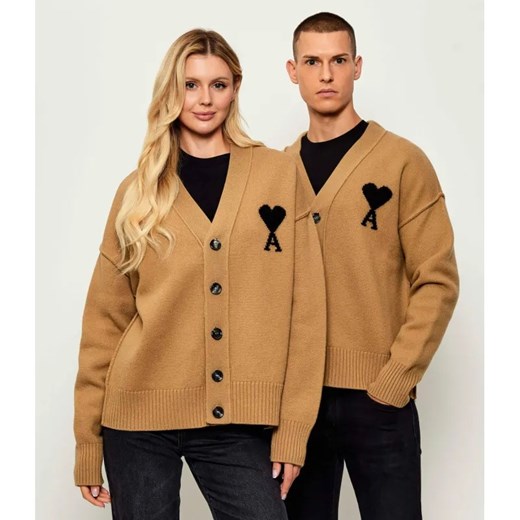 AMI Paris Wełniany kardigan | Regular Fit ze sklepu Gomez Fashion Store w kategorii Swetry damskie - zdjęcie 185013727