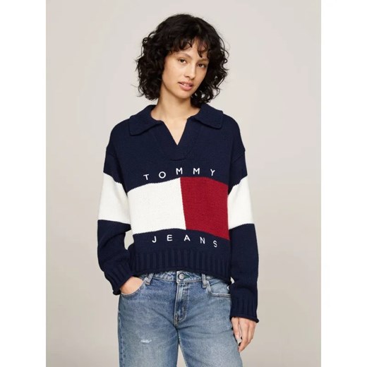 Tommy Jeans Sweter FLAG RUGBY | Relaxed fit | z dodatkiem wełny ze sklepu Gomez Fashion Store w kategorii Swetry damskie - zdjęcie 185014885