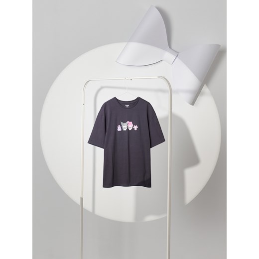 Sinsay - Koszulka z nadrukiem na plecach Hello Kitty - szary Sinsay 152 (11-12 l) Sinsay