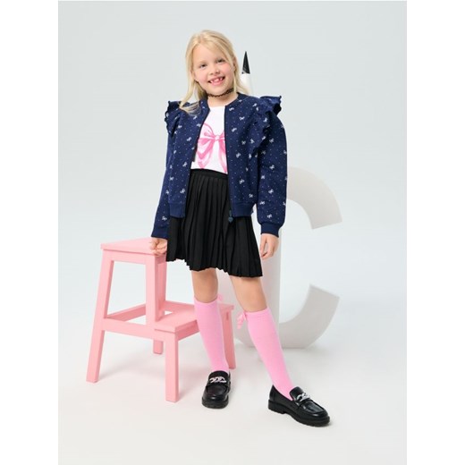 Sinsay - Bluza rozpinana z ozdobną falbanką - granatowy ze sklepu Sinsay w kategorii Bluzy dziewczęce - zdjęcie 185020878