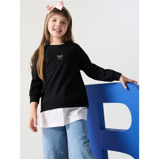 Sinsay - Bluza z doszytym dołem koszulowym - czarny ze sklepu Sinsay w kategorii Bluzy dziewczęce - zdjęcie 185020879