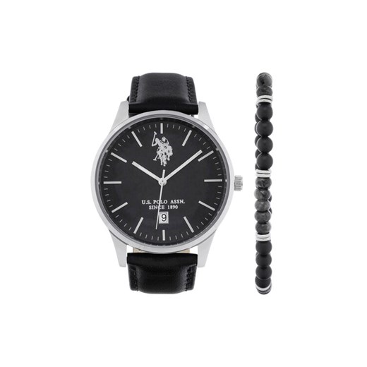 Zestaw zegarek i bransoletka U.S. Polo Assn. Owen USP6175TW Czarny ze sklepu eobuwie.pl w kategorii Zegarki - zdjęcie 185021037