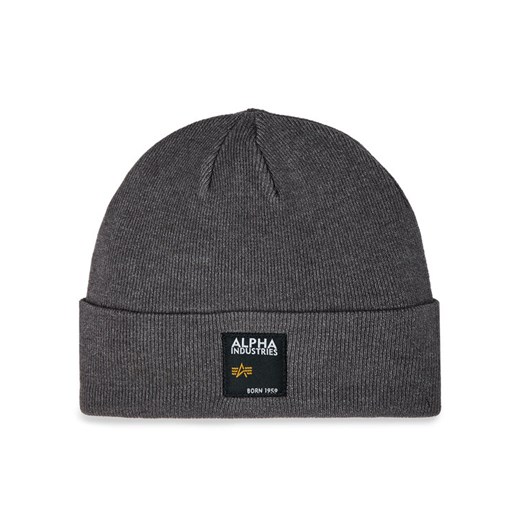Alpha Industries Czapka Label Beanie 118934 Szary ze sklepu MODIVO w kategorii Czapki zimowe męskie - zdjęcie 185022575