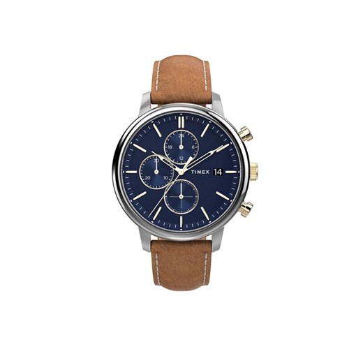 Timex Zegarek Chicago Chronograph 45mm TW2U39000 Brązowy ze sklepu MODIVO w kategorii Zegarki - zdjęcie 185022847