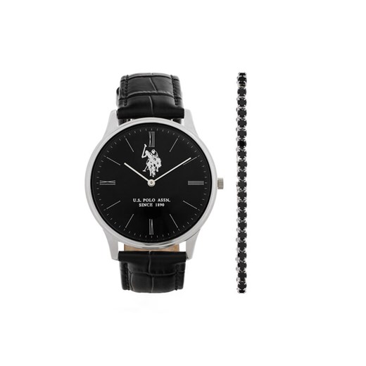 U.S. Polo Assn. Zestaw zegarek i bransoletka Jeremy USP6391TW Czarny ze sklepu MODIVO w kategorii Zegarki - zdjęcie 185022945