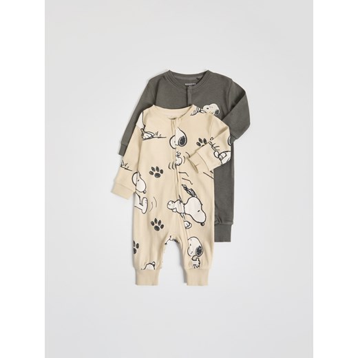 Reserved - Pajacyk Snoopy 2 pack - ciemnoszary ze sklepu Reserved w kategorii Odzież dla niemowląt - zdjęcie 185029109
