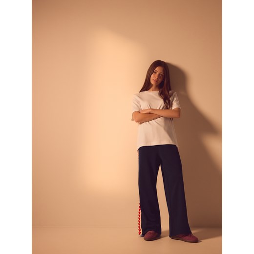 Reserved - Szerokie spodnie z lampasem - czarny Reserved 164 (13 lat) Reserved