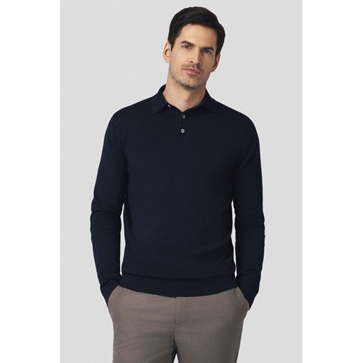 Sweter Polo z Wiskozą Ciemnogranatowy Jorge ze sklepu Lancerto S.A. w kategorii T-shirty męskie - zdjęcie 185029416
