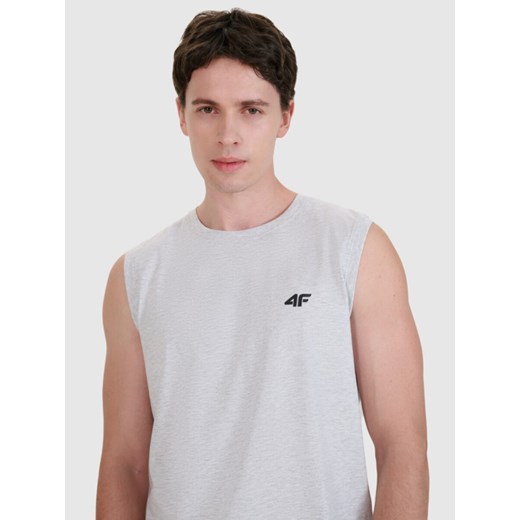 Męski tank top 4F 4FWMM00TSLEM125 - szary ze sklepu Sportstylestory.com w kategorii T-shirty męskie - zdjęcie 185029658