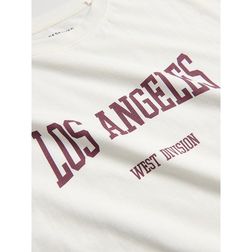 Reserved - T-shirt z nadrukiem - złamana biel Reserved 122 (6-7 lat) Reserved