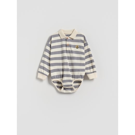 Reserved - Bawełniane body z haftem - fioletowy ze sklepu Reserved w kategorii Odzież dla niemowląt - zdjęcie 185029838