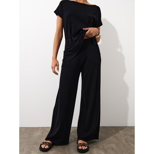 Mohito - Dzianinowe czarne spodnie - czarny Mohito XL Mohito