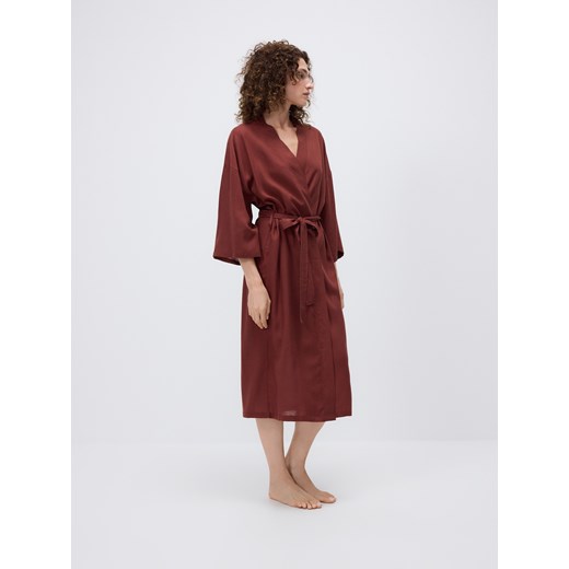 Reserved - Szlafrok z lyocellem - karminowy Reserved XS/S Reserved