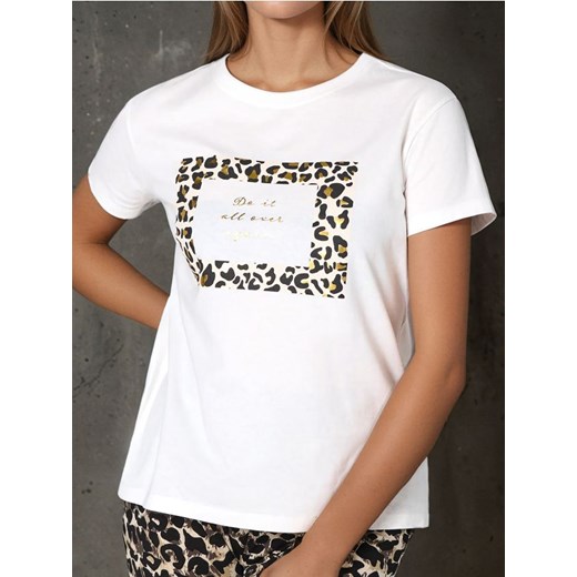 Sinsay - Koszulka z nadrukiem - kremowy ze sklepu Sinsay w kategorii Bluzki damskie - zdjęcie 185032117