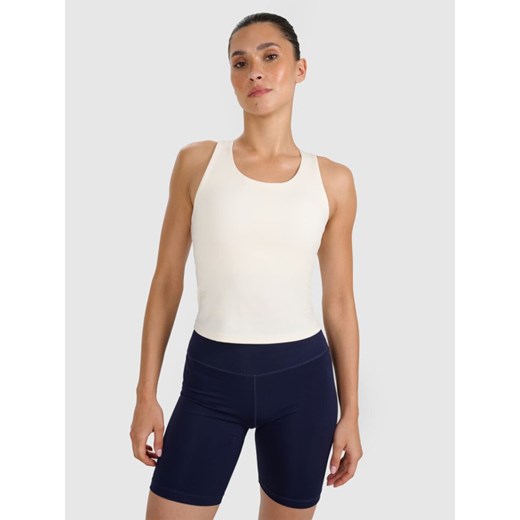 Damski top treningowy szybkoschnący 4F 4FWAW25TFSLF571 - beżowy ze sklepu Sportstylestory.com w kategorii Bluzki damskie - zdjęcie 185032946