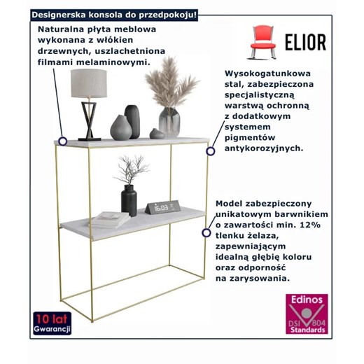 Konsola pod lustro beton + złoty - Rage 5X Elior One Size okazja Edinos.pl