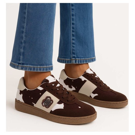 Brązowe wiązane sneakersy buty sportowe /G9-3 18024 T683 ze sklepu Pantofelek24.pl w kategorii Buty sportowe damskie - zdjęcie 185036899