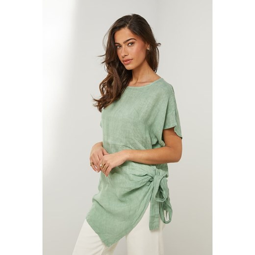 Le Monde du Lin Lniana tunika w kolorze zielonym Le Monde Du Lin 40/42 Limango Polska okazyjna cena