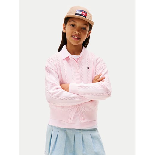 Tommy Hilfiger Kardigan KG0KG08546 Różowy Regular Fit ze sklepu MODIVO w kategorii Swetry dziewczęce - zdjęcie 185039165