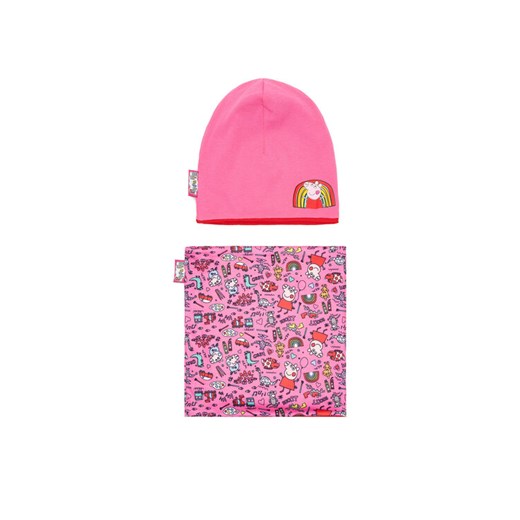 Komplet czapka i komin Peppa Pig ACCCS-AW24-112PP Różowy ze sklepu eobuwie.pl w kategorii Czapki dziecięce - zdjęcie 185040565