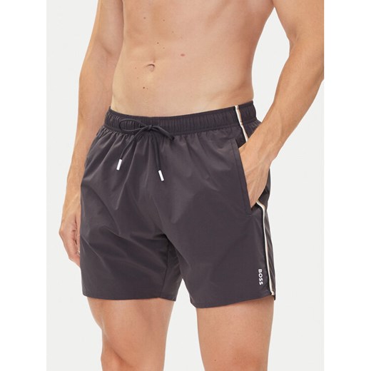 BOSS Szorty kąpielowe Iconic 50491594 Szary Regular Fit ze sklepu MODIVO w kategorii Kąpielówki - zdjęcie 185040758