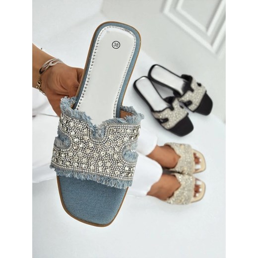 Royalfashion Klapki damskie z cyrkoniami CrystalEase ze sklepu royalfashion.pl w kategorii Klapki damskie - zdjęcie 185041919