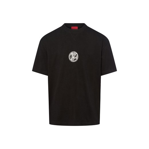 HUGO Koszulka męska - Dwresto Mężczyźni Bawełna czarny nadruk ze sklepu vangraaf w kategorii T-shirty męskie - zdjęcie 185041938