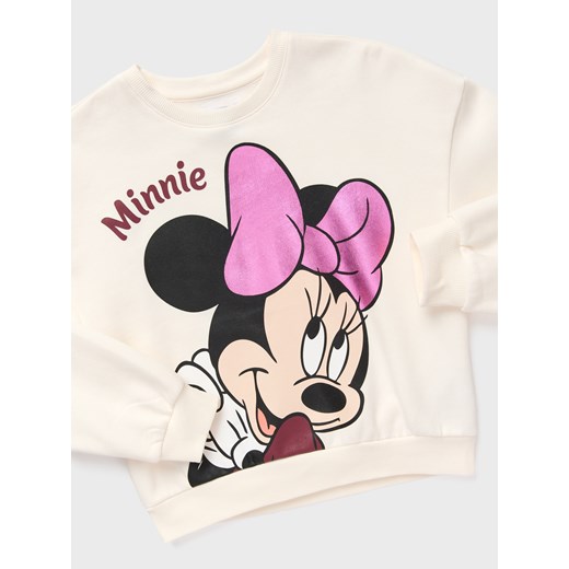 Sinsay - Bawełniana bluza crewneck Minnie Mouse - kremowy Sinsay 98 (2-3 l) Sinsay