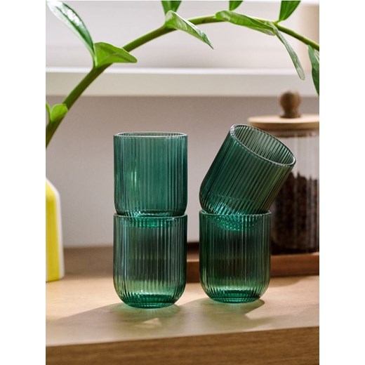 Sinsay - Ryflowane szklanki 4 pack - zielony ze sklepu Sinsay w kategorii Dom - zdjęcie 185042885