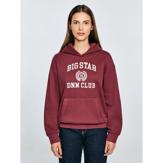 Bluza damska z kapturem z haftem bordowa Merta 604 ze sklepu Big Star w kategorii Bluzy damskie - zdjęcie 185043968